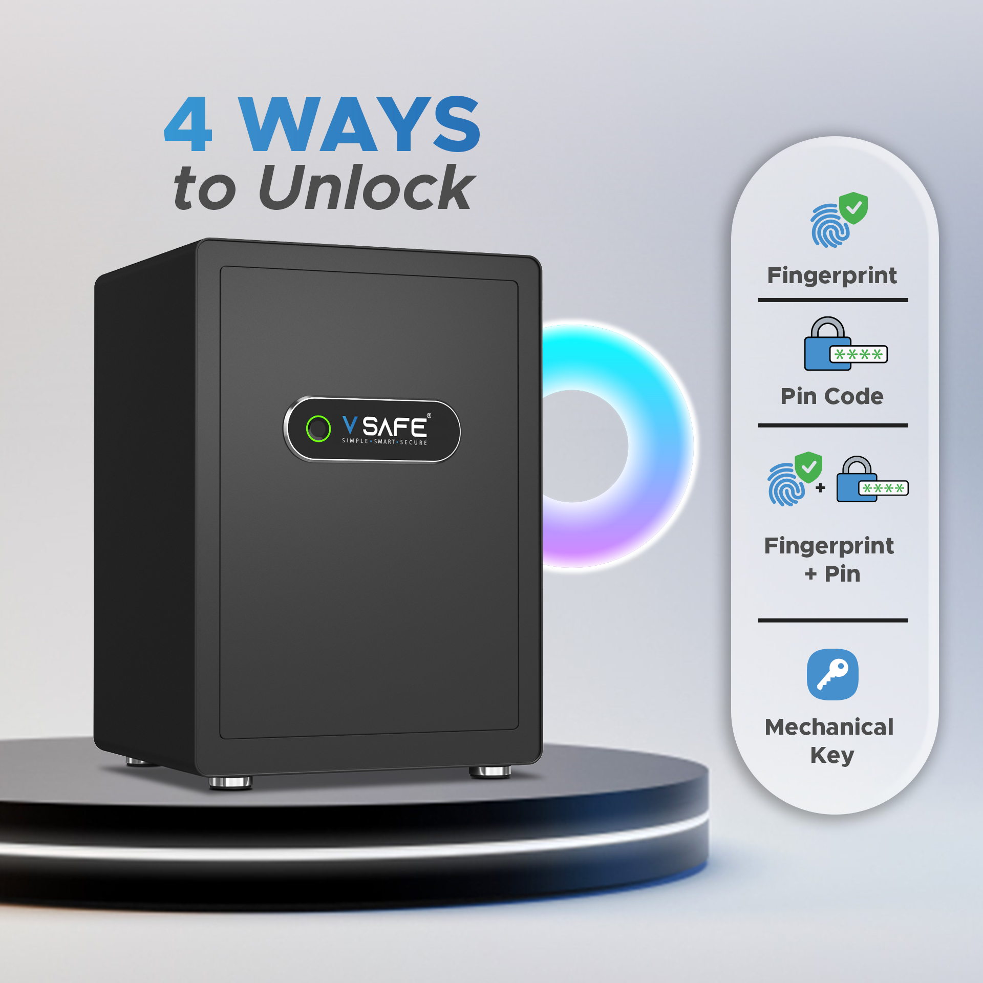 V SAFE Ultra black smart locker — front view